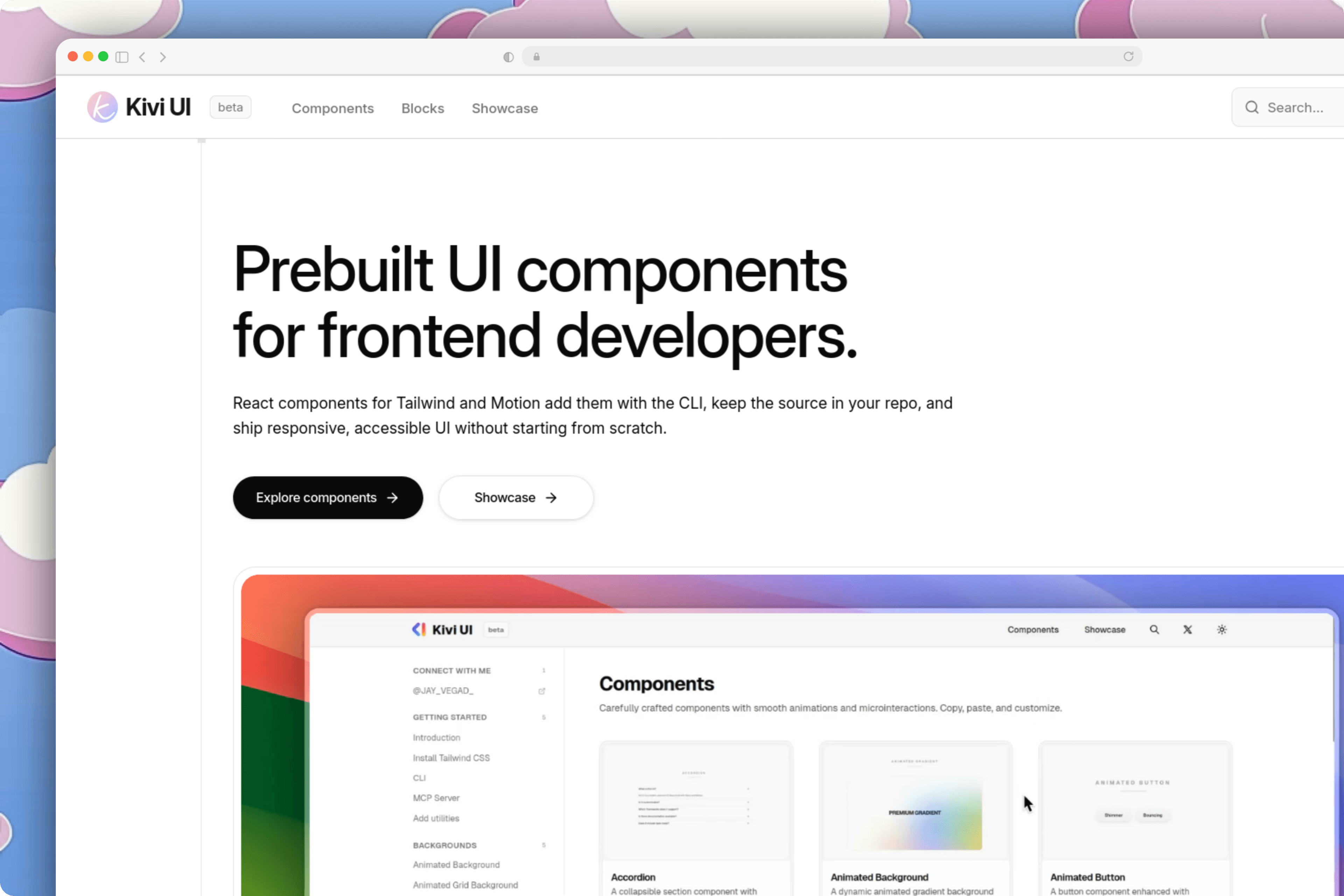Kivi UI Landing Page