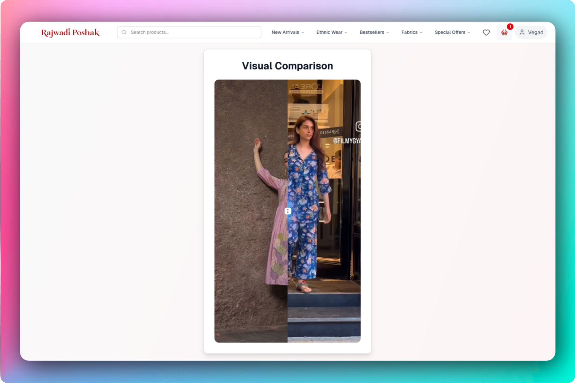 Rajwadi Poshak compare products UI